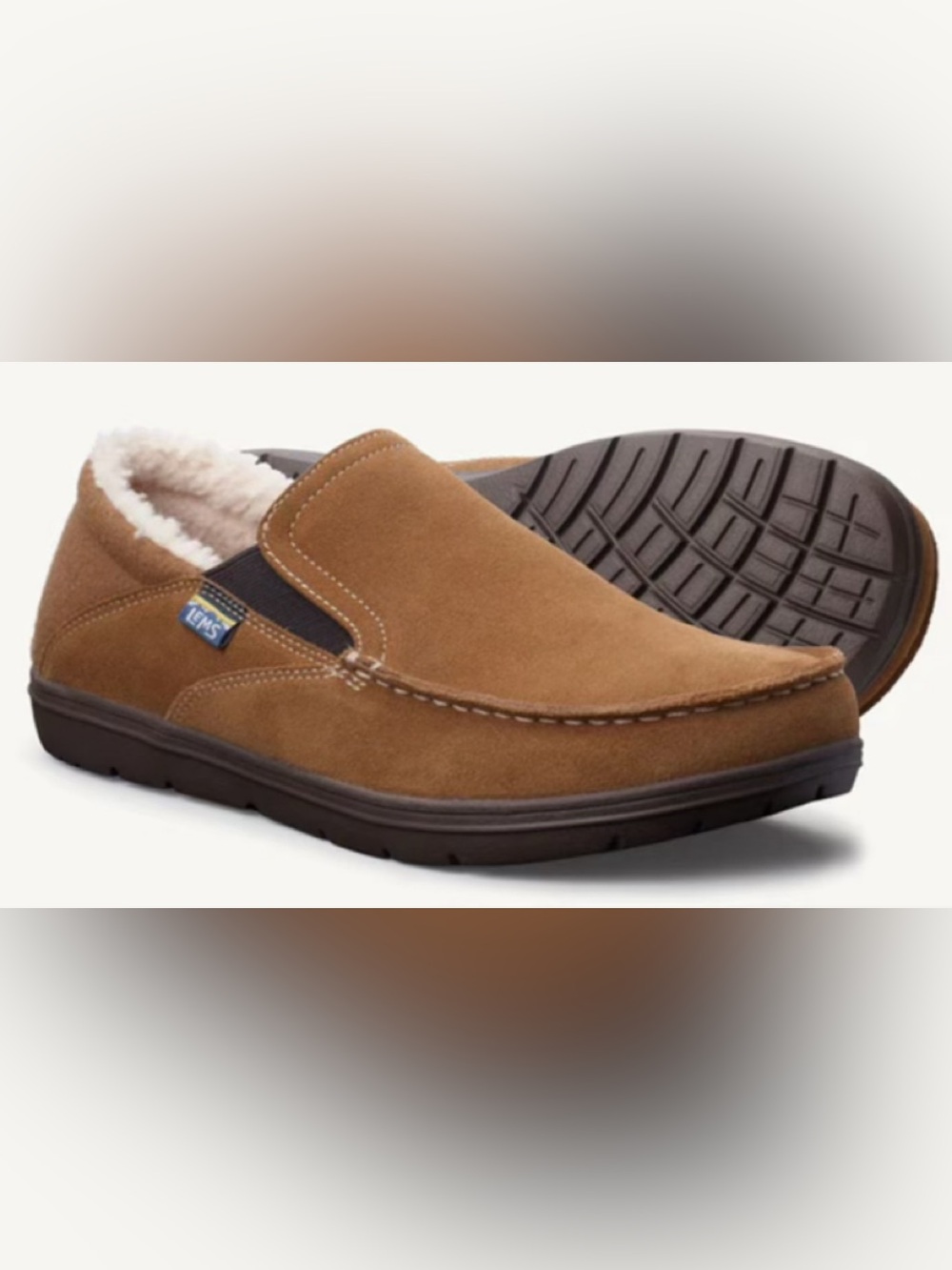 Woman’s barefoot Lems Slip-On Suede Loafers in Brown 7